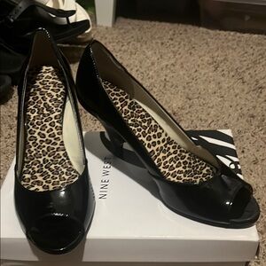 Franco Sarto Black Peep Toe Heels